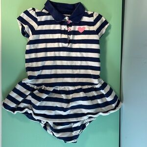 Carter’s Navy & White Striped Dress with matching diaper cover, Baby 18months